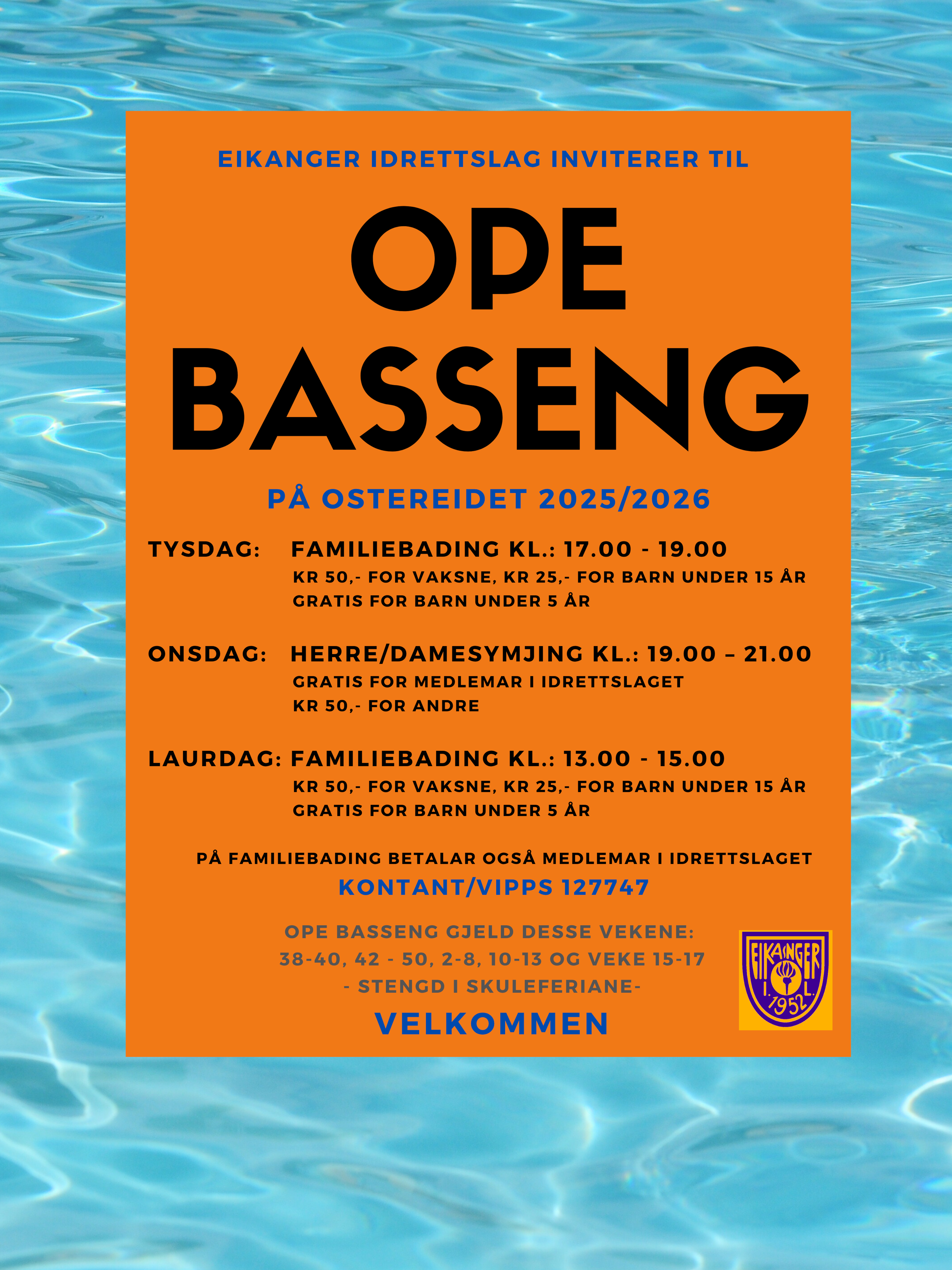 Ope basseng frå 16. september